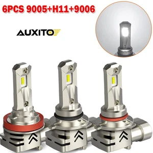 6PCS 9005 9006 H11 LED Fog Headlight Combo Light Kit High Low Beam Bulb White - Picture 1 of 12
