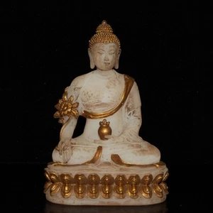 Collect China old coloured glaze gilt hand carven Sakyamuni Buddha ornaments - Picture 1 of 9