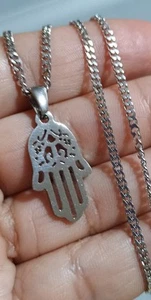 Hand of Hamsa Stainless Steel  Evil Eye Protection Necklace, Fatima . - Picture 1 of 4