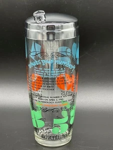 Vintage MCM Glass Cocktail Shaker "Whats Your Number" Numerology Stainless Lid - Picture 1 of 9