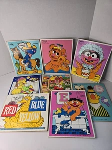 Vintage Sesame Street & Muppets Wooden Puzzles Lot Of 8 Big Bird Elmo - Picture 1 of 11