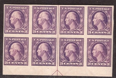 US #345 Imperf Arrow Block of 8 Mint N.H. XF. - Image 1 of 2