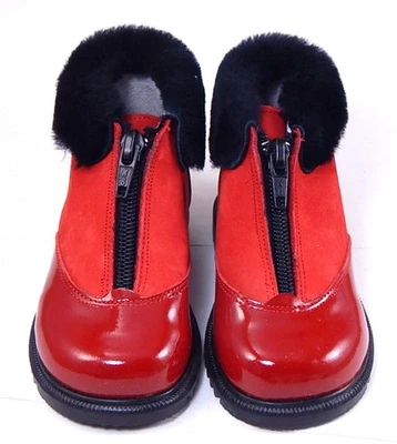 DE OSU -Espanha -Botas Shearling Femininas Couro Vermelho Patente - Europeu 24 -Tamanho 7 - Imagem 1 de 4