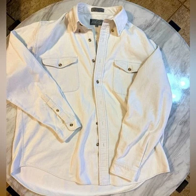 LORD & TAYLOR The Kensington Collection Cotton Corduroy Button Up Cream Shirt L - Image 1 of 3