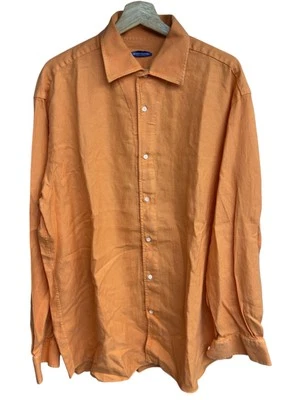 Vincenzo Di Ruggiero Mens Sz XXL Long Sleeve Orange Cotton/Linen Shirt Italy euc - Image 1 of 4