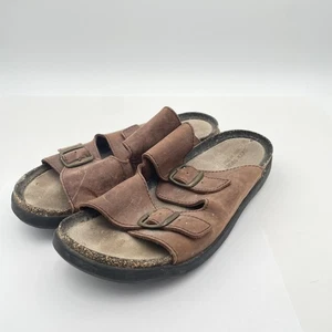 Skyr Sport Sandalen Herren Größe 9 Braun Leder Slide Schnalle Slipper Hergestellt in Italien - Bild 1 von 10