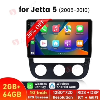 Radio estéreo para coche 2+64 GB Android 13 CarPlay GPS NAVEGACIÓN RDS para VW Jetta 5 2005-2010 Foto 1 de 4