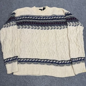 Vintage Structure Sweater 90s Mens Small Pullover Ski  100% Wool - Picture 1 of 5
