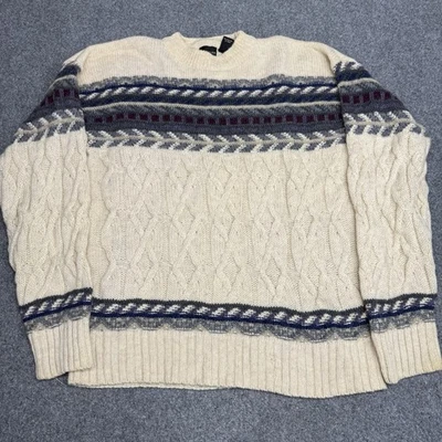 Vintage Structure Sweater 90s Mens Small Pullover Ski  100% Wool - Image 1 of 4