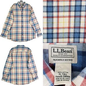 LL Bean Shirt Mens Flannel LS Button Down Size XLT Multicolor Plaid New - Picture 1 of 12