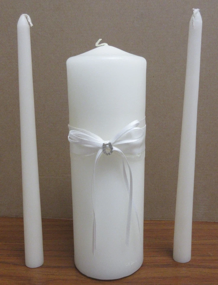 Juego de velas y cono Western Unity blancas con estrás herradura Foto 1 de 1