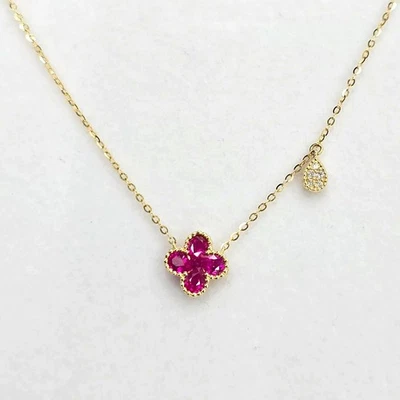 Collar de diamantes y rubíes de oro de 18 quilates - rubíes naturales de 1,11 quilates y diamantes de 0,06 quilates Foto 1 de 4