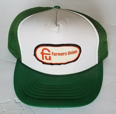 Sombrero de camionero de malla Snapback Farmers Union FU, de colección. Verde Foto 1 de 4