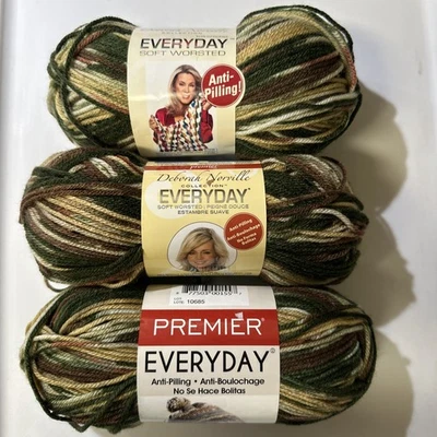 LOT of 3 PREMIER EVERYDAY in OAK MOSS 3.5oz 180yds Antipilling Acrylic Yarn - Image 1 of 3