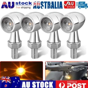 4x Motorcycle LED Turn Signal Lights Bullet Indicator Amber Blinkers Chrome 12V - Picture 1 of 14