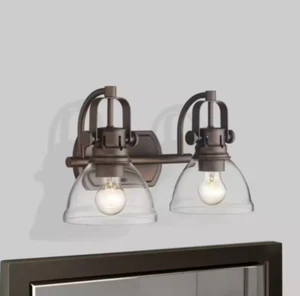 15.8 in 2-Light Oil-Rubbed Bronze Bedroom Powder Room Hallway Wall Sconce Light - Picture 1 of 3