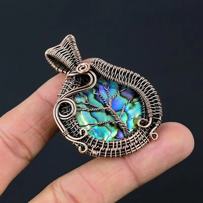 Hermoso colgante de alambre de cobre concha de abulón joyería regalo CCP-098 Foto 1 de 4