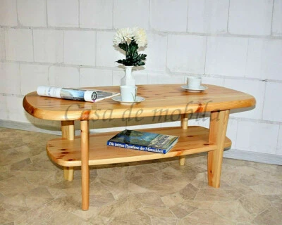 CASA Massivholz Couchtisch 116x62cm Kiefer massiv lackiert Beistelltisch mit ablage