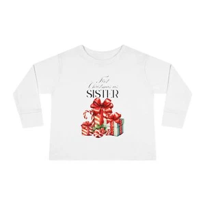 Sister Gifts Toddler Long Sleeve Tee, Christmas Shirt, Holiday Outfit - Picture 1 of 13