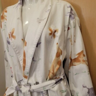 The Company Store Bata Mujer Franela Grande 100% Algodón Rumania Perros Dalmation Foto 1 de 4