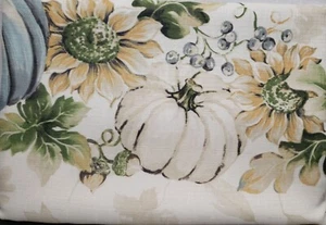 Fabric Tablecloth, 60"x84" Oblong, BRILLIANT AUTUMN SUNFLOWERS & PUMPKINS #1, NB - Picture 1 of 10