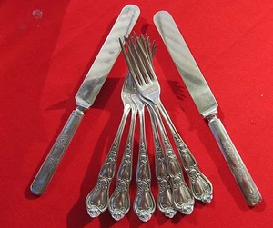 Cuchillos de cena con patrón de rosas 1903 tenedores de cena por RC plato de plata alt por Wm Rogers - Imagen 1 de 24