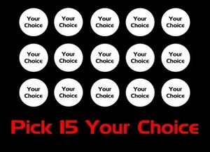 MIXED LOT select any 15 pins flair buttons badges pinbacks - Picture 1 of 1