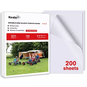 200 Sheets Koala 8.5x11 Double Side Glossy 120g Inkjet Print Photo Paper 32lb HP - Picture 1 of 13