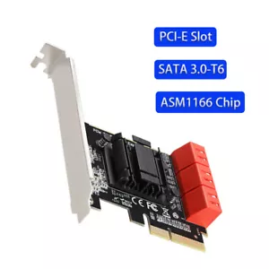 SATA Adapter 6 ports SATA 3.0 to PCIe expansion Card Converter Riser Card 6Gbps - Picture 1 of 6