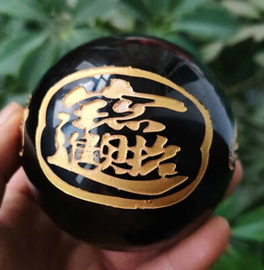 NATURAL OBSIDIANA TALLADA REZA POR BUENA SUERTE BOLA ESFERA CRISTAL CURACIÓN - Imagen 1 de 15