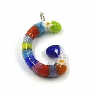 CIONDOLO, LETTERA VETRO MURANO, INIZIALE G, LUNGHEZZA 2.5 CM, MURRINE - Imagen 1 de 5