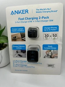 Anker Fast charger Fast Charging 2-pack 67W 67 Watt and 30W 30 Watt Wall Charger - Picture 1 of 6