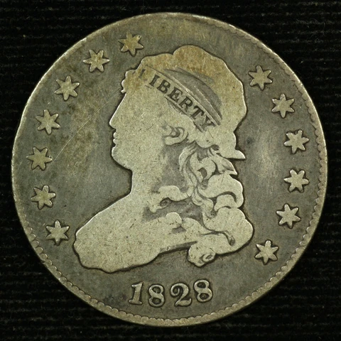 Capped Bust Quarter 1828 P VG Circulated. Lot # 9042-44-0101 Cover