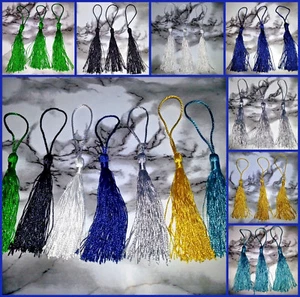 Large Tassels Gold White Black Silver Turquoise Blue Green 130x6mm NEW 3PC 5PC - Picture 1 of 9