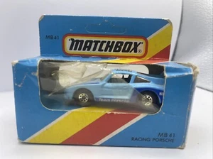VINTAGE MATCHBOX MB-41 RACING PORSCHE LIGHT BLUE CAR DIECAST BOXED - Picture 1 of 5