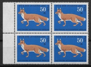 Berlin 1967 ** Mi 302 Jugend 50Pf im Viererblock VB 4er Block Rand links 04482C - Bild 1 von 1