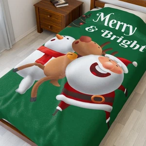 Neu Weihnachten Plüsch Decke Überwurf, weiche Fleecedecke, Queen 60" x 80" grün - Bild 1 von 7