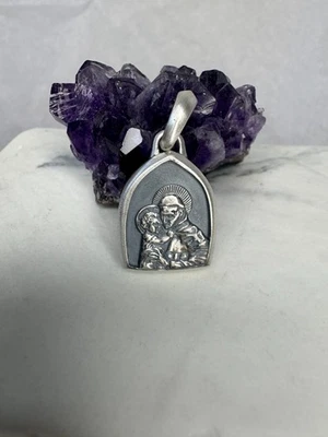 Мужской кулон-амулет David Yurman из стерлингового серебра 925 пробы с изображением святого Антония - Изображение 1 из 4