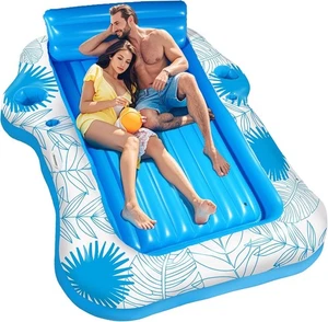 Aufblasbares Sonnenbecken für 2 Erwachsene mit Getränkehaltern Sonnenliege Schwimmer - Bild 1 von 14