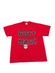 Camiseta vintage Ram Trucks Never Butt Heads With A Ram gráfico roja grande años 90 - Imagen 1 de 5