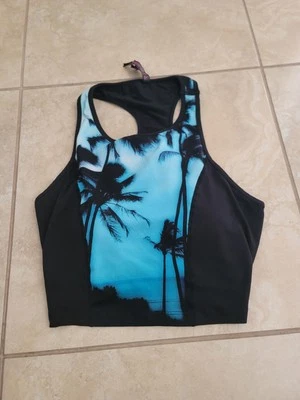 Sujetador deportivo Betsey Johnson Performance para mujer talla (XL) azul negro palmera Foto 1 de 4