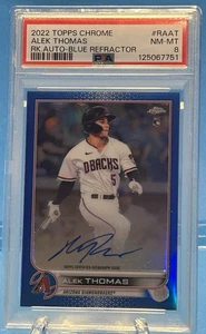 2023 Topps Chrome Alek Thomas Rookie Auto Blue Refractor /150 PSA 8 - Picture 1 of 2