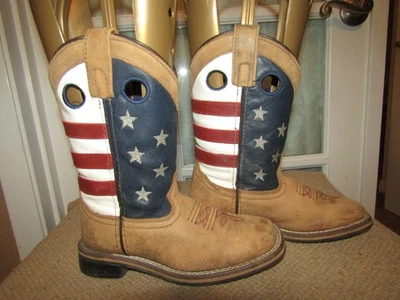 Botas occidentales Smoky Mountain niños estrellas rayas bandera de EE. UU. marrón 3880C talla 12,5 R Foto 1 de 4