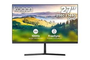 Kogan 27" QHD 100Hz Frameless FreeSync Monitor (2560 x 1440), 27 Inch, Black, - Picture 1 of 9
