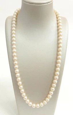 Elegant 9ct Yellow Gold Clasp Natural Pearl Beaded Necklace 40cm 19.1g - Image 1 of 4