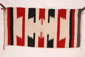 Antiker Navajo Teppich Indianer Indianer Vintage Webart 36x18 Textil gestreift - Bild 1 von 10