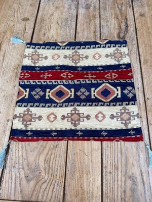 Traditional Kelim Style Blue, Red & Cream CUSHION COVER - Image 1 of 3