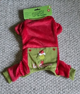 Dr. Seuss The Grinch Lil' Grinch Holiday Pet Plush PJs for Dogs Cats Red Size XS - Picture 1 of 4