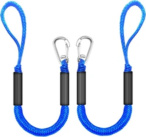 Bungee Dock Lines for Boats, 2 Feet, Pack of 2 (Blue) 2 feet, Blue - Bild 1 von 9