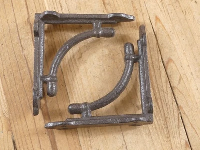 2 Shelf Brackets Corbels Wall Cast Iron SMALL Rustic Farmhouse 4 3/8" X 4 3/8" - Image 1 of 4